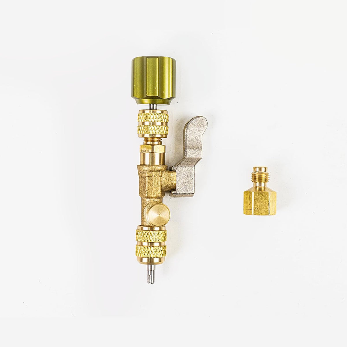 Elitech Valve Core Removal Installer Tool for HVAC VCRT-1, AC Schrader Valve Tool with Dual Size SAE 1/4 and 5/16 Port Brass Adapter Compatible with R22 R12 R410 R32 R404 R407 with Valve Cores