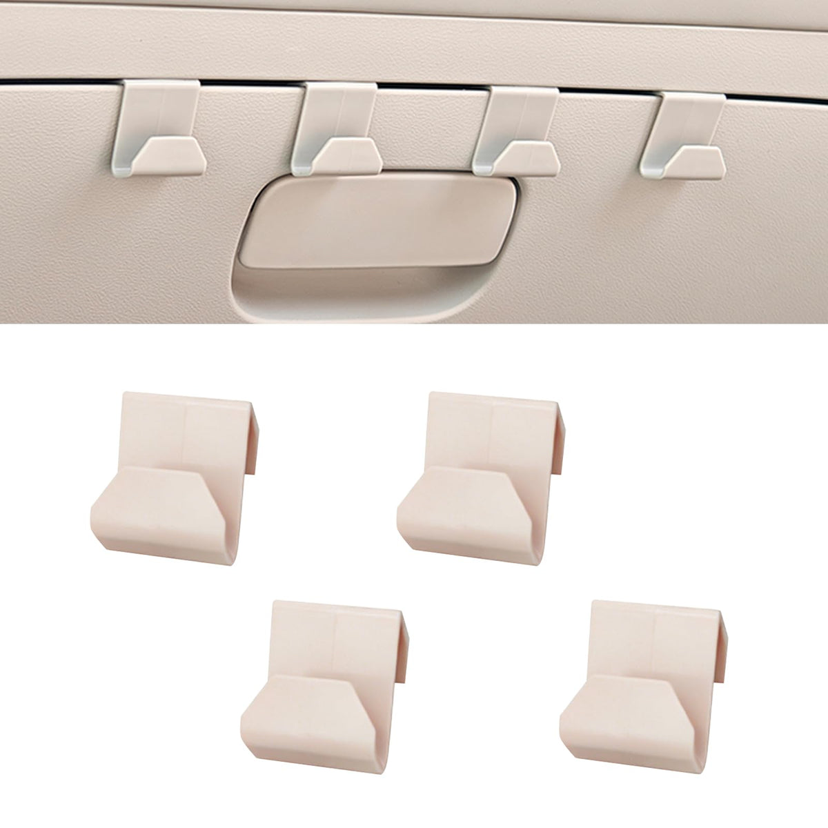 4 PCS Car Co-Pilot Glovebox Hooks, Hanger Storage Organizer for Cars, Co-Pilot Glove Box Purse Hook, Universal for Most Cars (White)