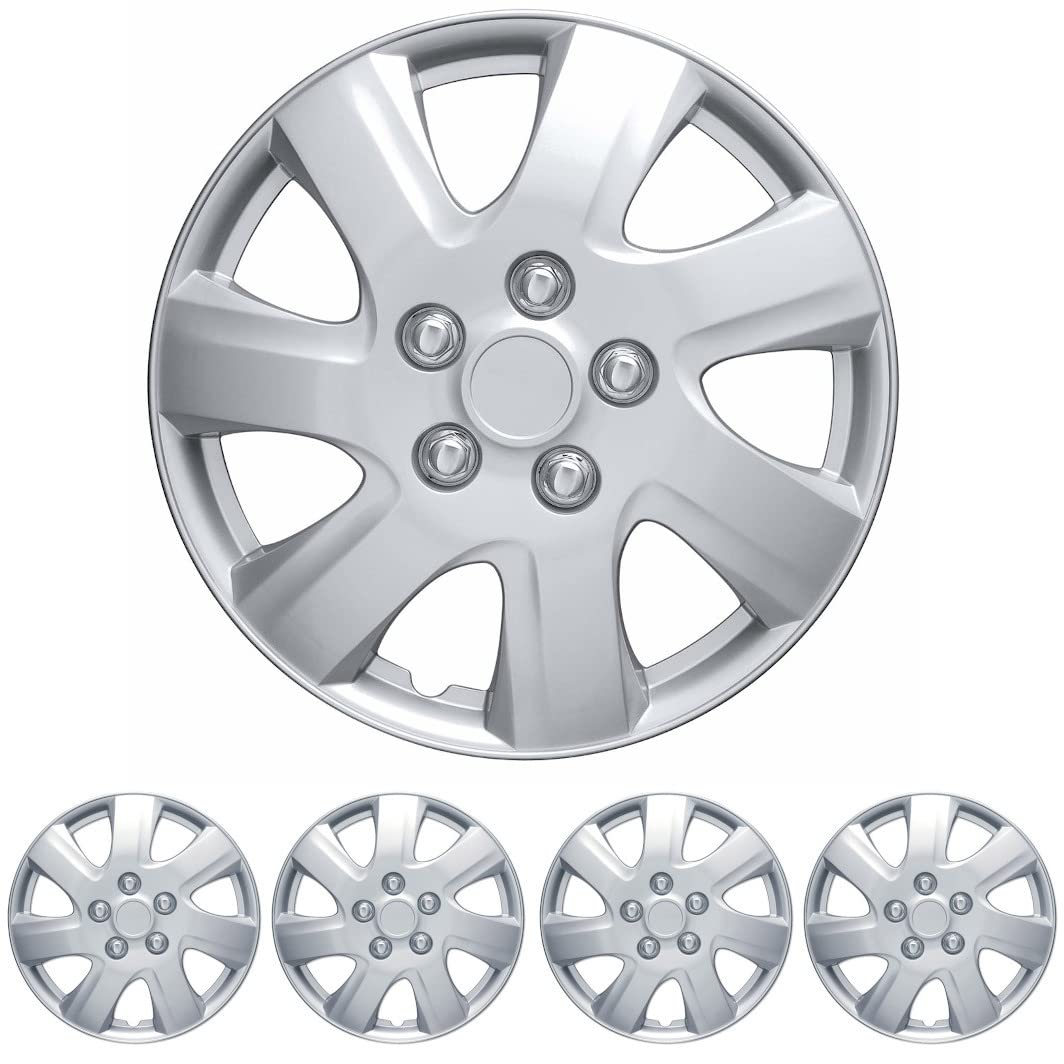 BDK (4-Pack) Premium 16" Wheel Rim Cover Hubcaps OEM Style for Toyota Camry Style Replacement Snap On Car Truck SUV Hub Cap - 16 Inch Set