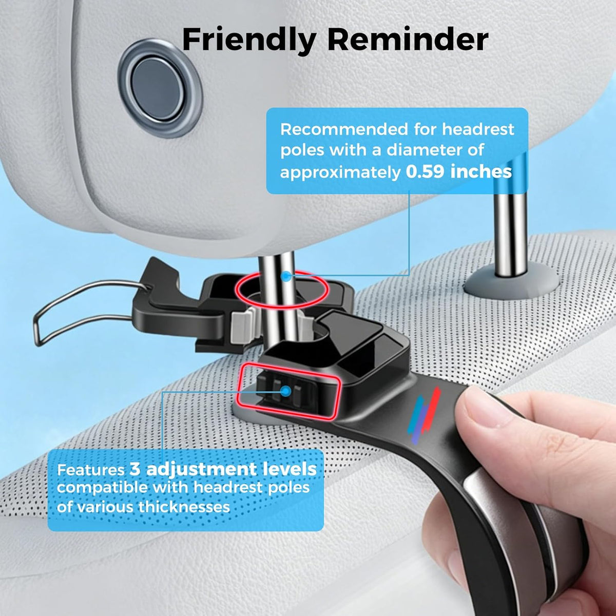 2 PCS Car Headrest Hook Safe Foldable Hidden Seat Hooks for BMW