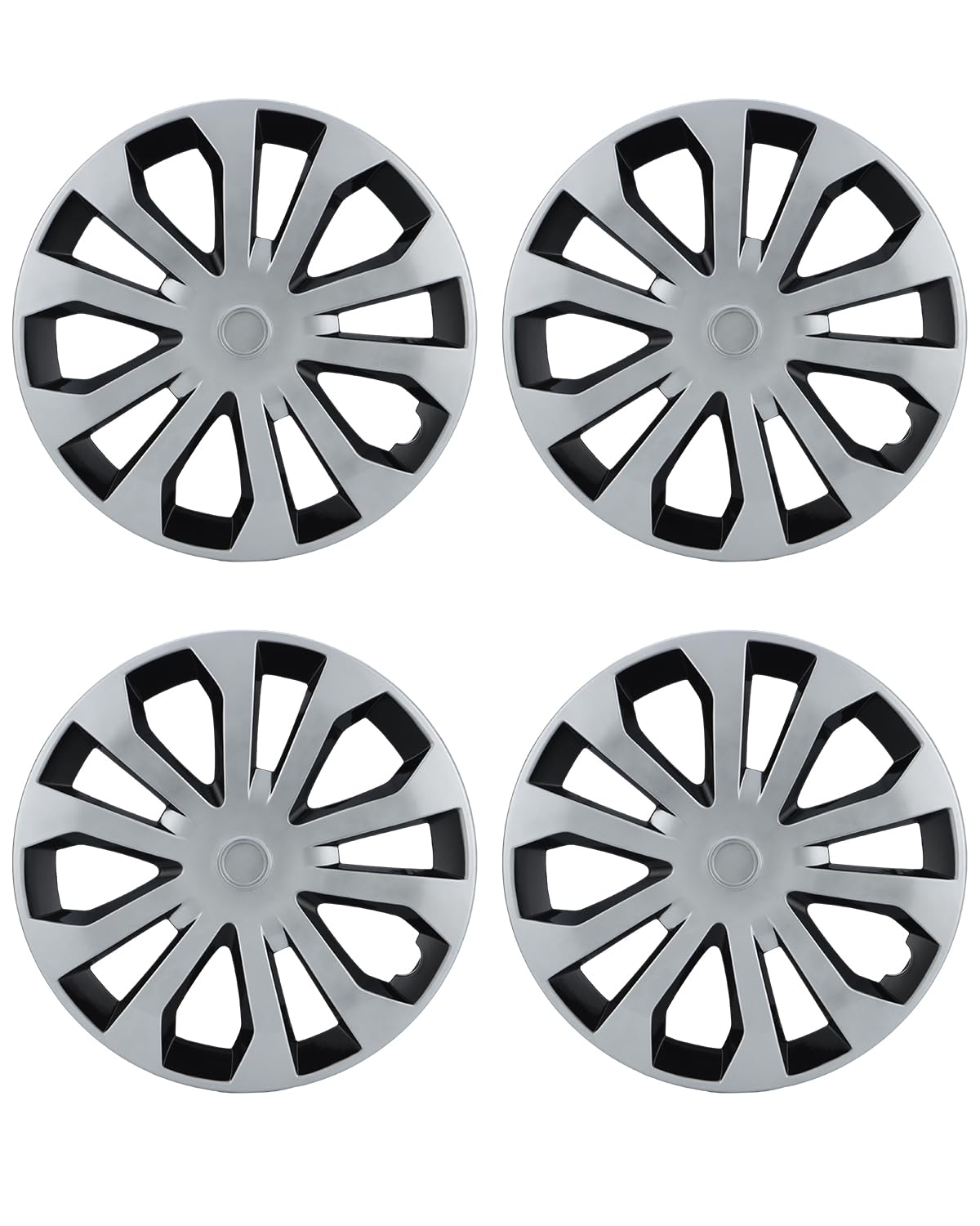 ABX Hubcap Wheel Covers Hub Caps 16 Inch Set of 4 Black & Silver Universal Wheel Rim Cover R16 Stylish Car Decor Wheel Covers for Toyota Camry Nissan Mazda (Black-A1, 16 inch)