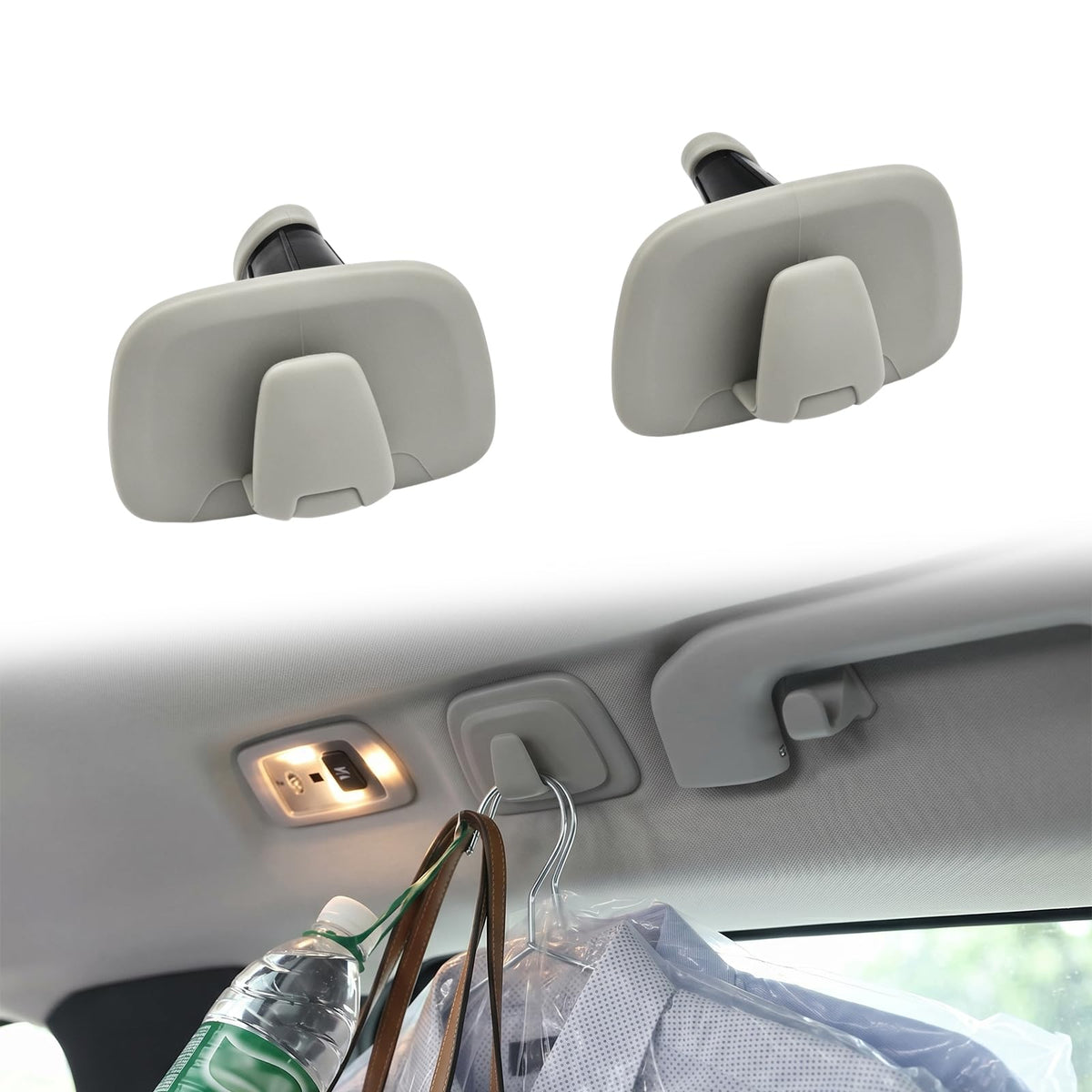 2PCS Car Roof Hooks, Car Coat Hooks, Multifunctional Vehicle Storage Hangers, Compatible with Volvo S60 / S90 / V60 / V90 / XC40 / XC60 / XC90 (Black)