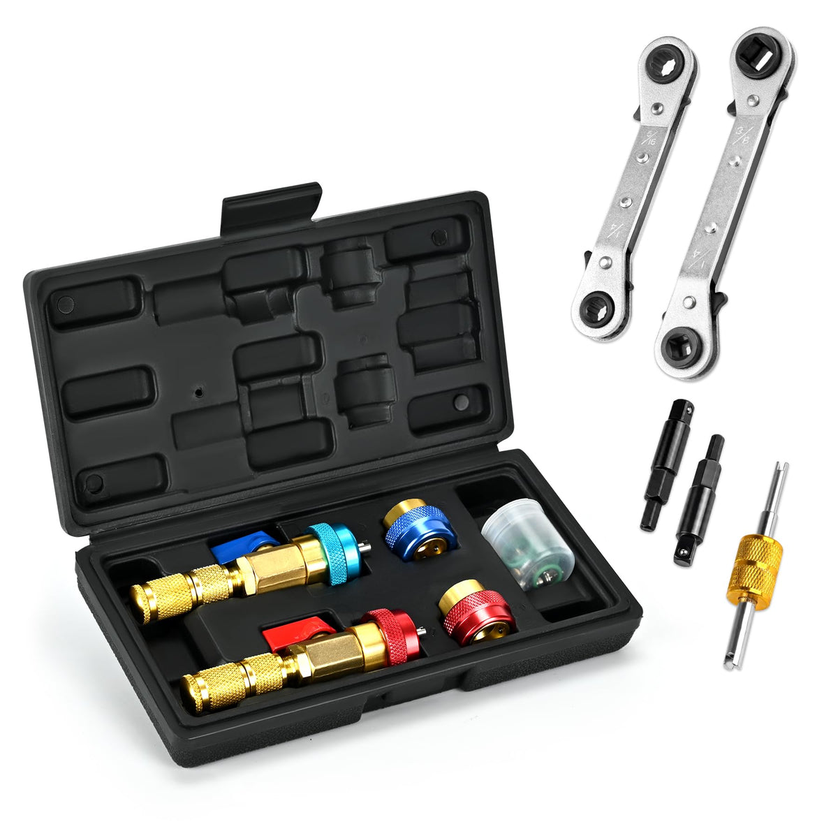 AC Schrader Valve Core Remover Tool Kit, R134a R1234YF R22