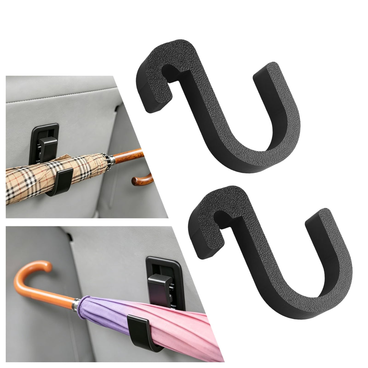 2PCS Double Car Umbrella Hook,No Drilling Car Umbrella Holder Stable Placement of Umbrellas for Trunks,Non-Wobbly Umbrellas Holder for Cars Interior Accessories as Cars Hook (One Hook)