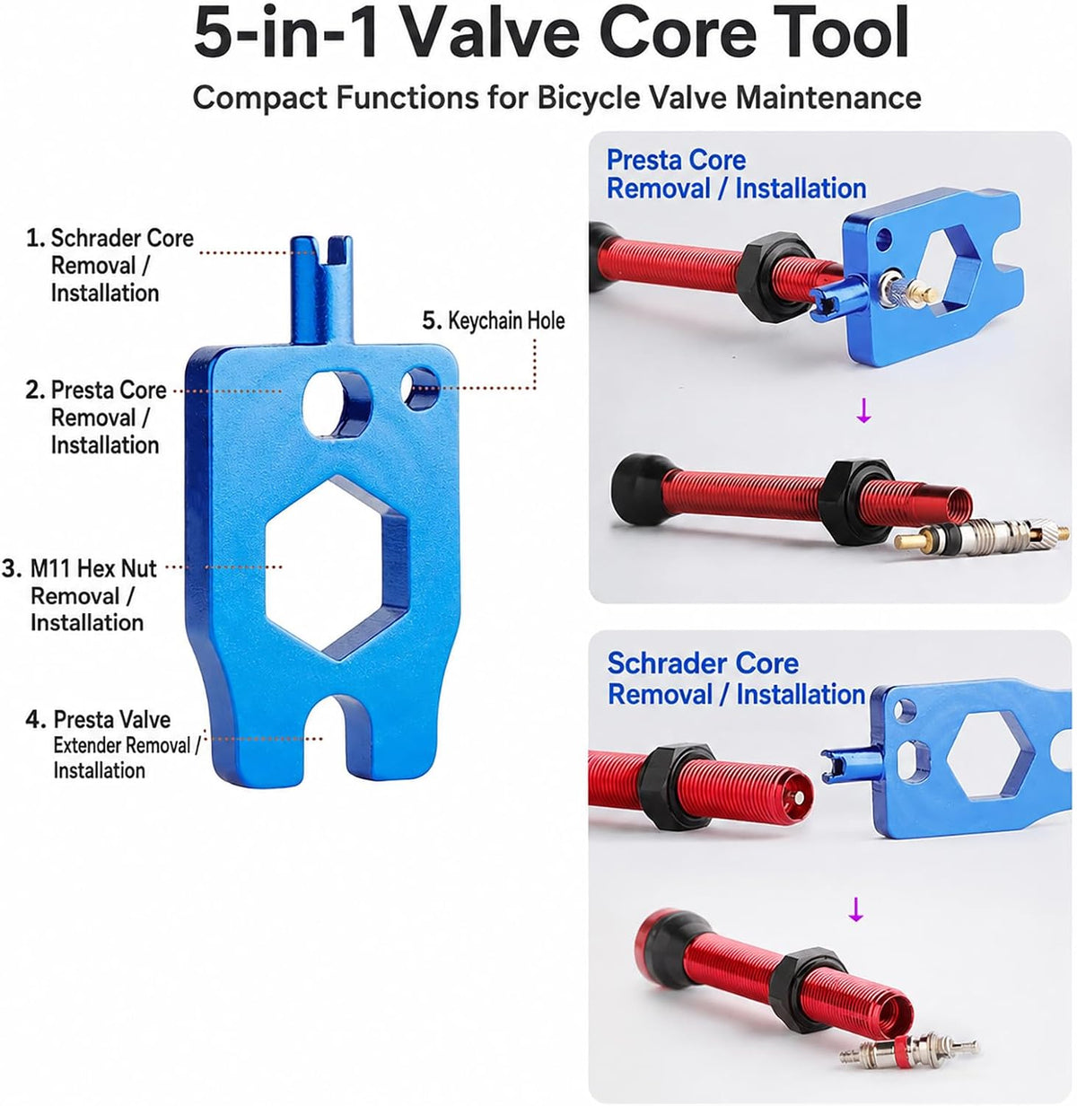 Presta Valve Core Kit, Bike Valve Cores, Caps and Presta