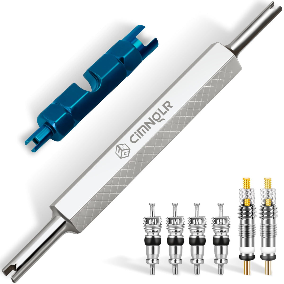 Tire Valve Core & Stem Removal Tool, Schrader Remover with 6Pcs Valve Cores