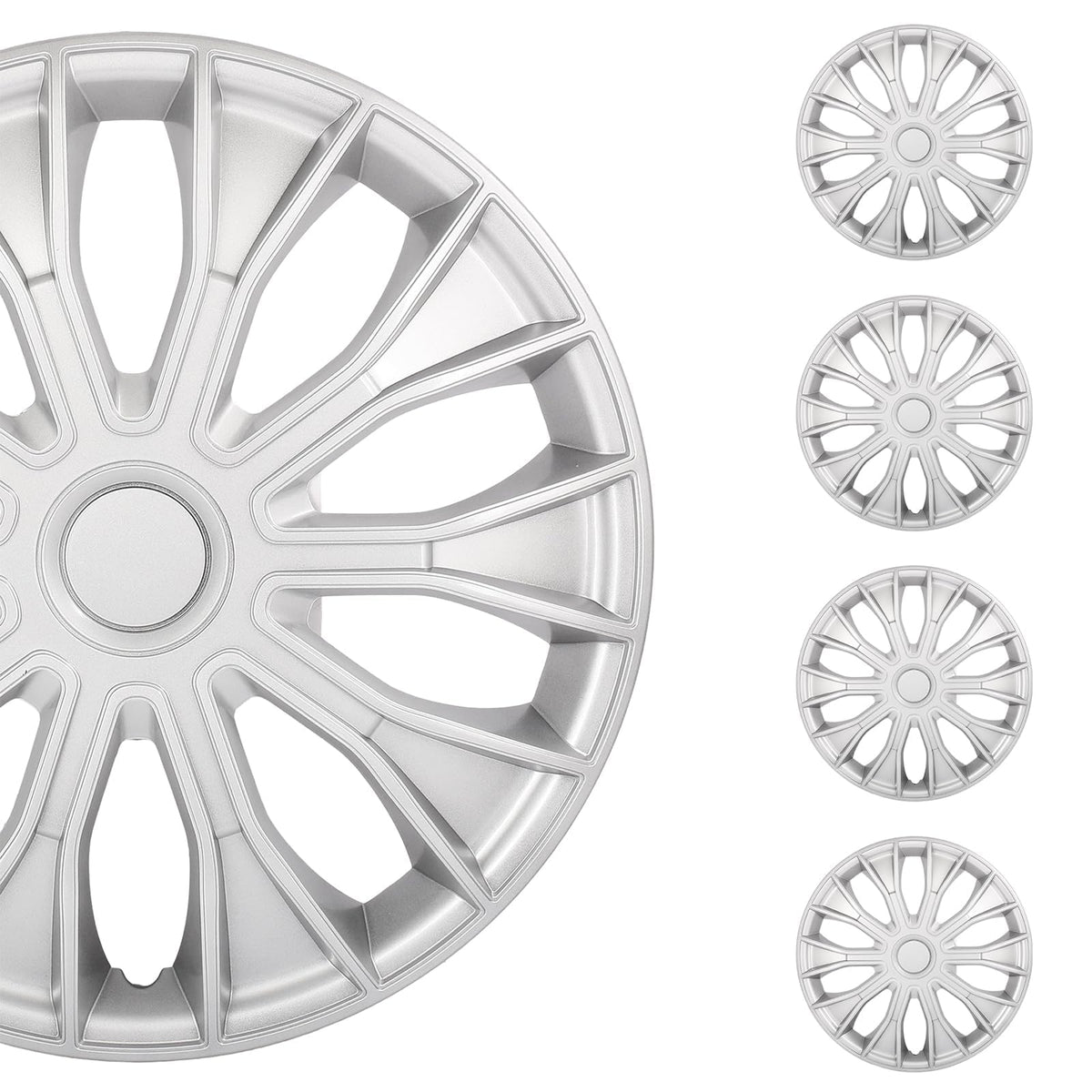 SCITOO 4pcs Wheel Rim Cover Hubcaps Set of 15-Inch Black & Silver can be Easily Installed on Car Truck SUV,Suitable for a Variety of Models,Beautiful and Rust-Proof.
