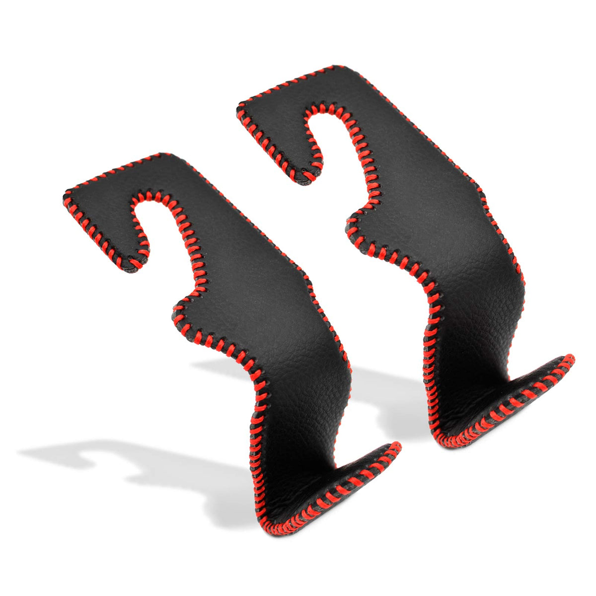 MECHCOS Car Seat Headrest Hooks for Car Back Seat Organizer Hanger Storage Hook Holder for Car SUV Organization Purse Shopping Groceries Bag Handbag, Black & Red, 2 Pack