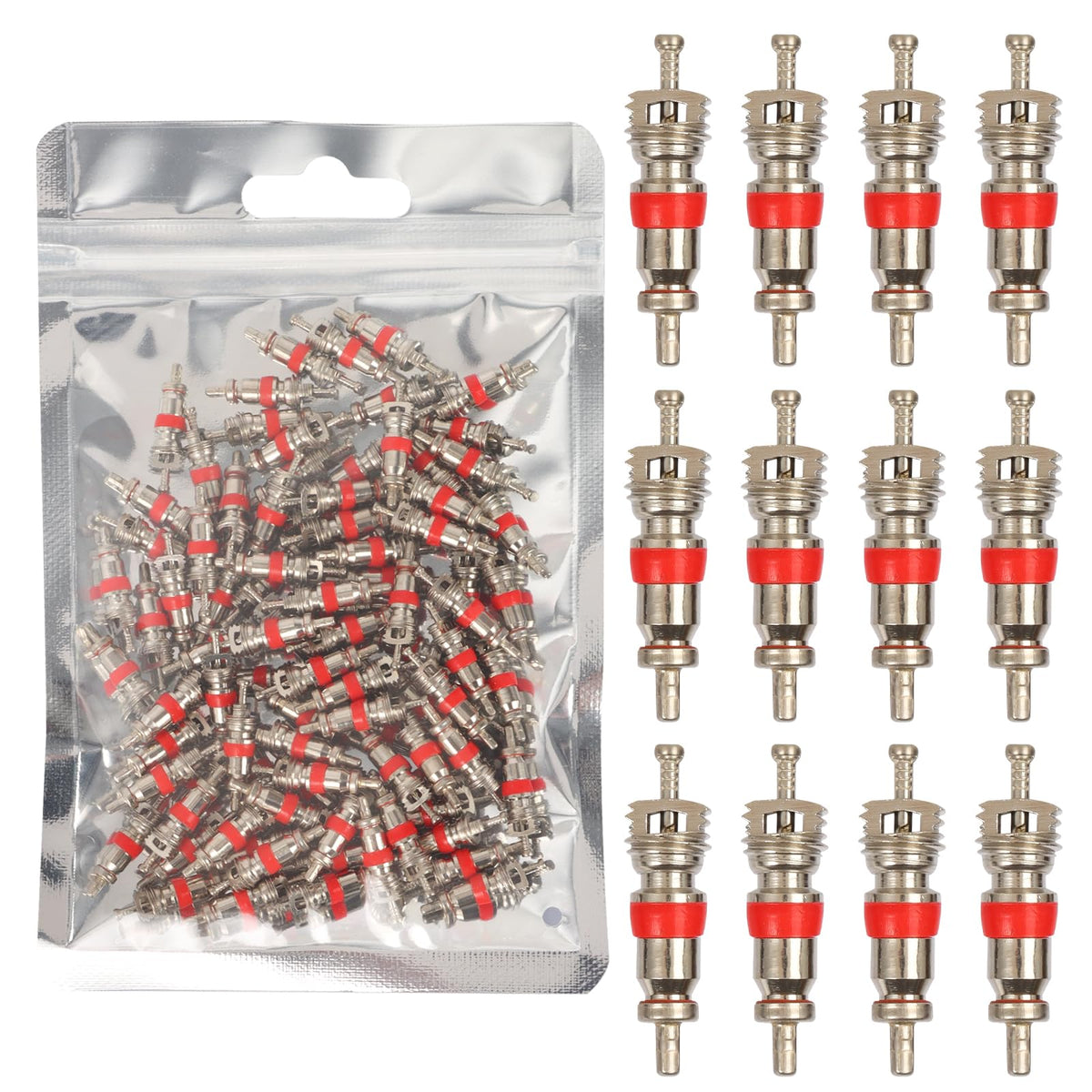 7001 Large Nickel Plated Brass Tire Valve Core for Agricultural and Specialty Vehicles Heavy Duty, Durable and Reliable Tire Inflation Solution, Length 1.04'', Dia 0.3'', Pack of 15
