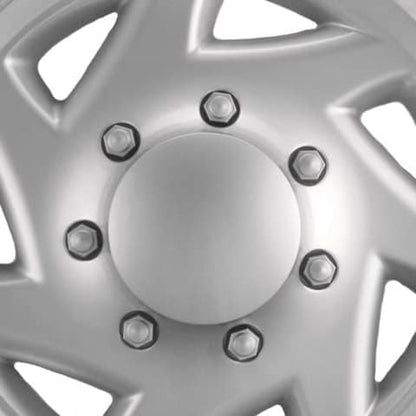 Premium Quality 16" Silver Hubcaps/Wheel Covers fits Ford Van, One-Piece Heavy Duty Construction (Set of 4)