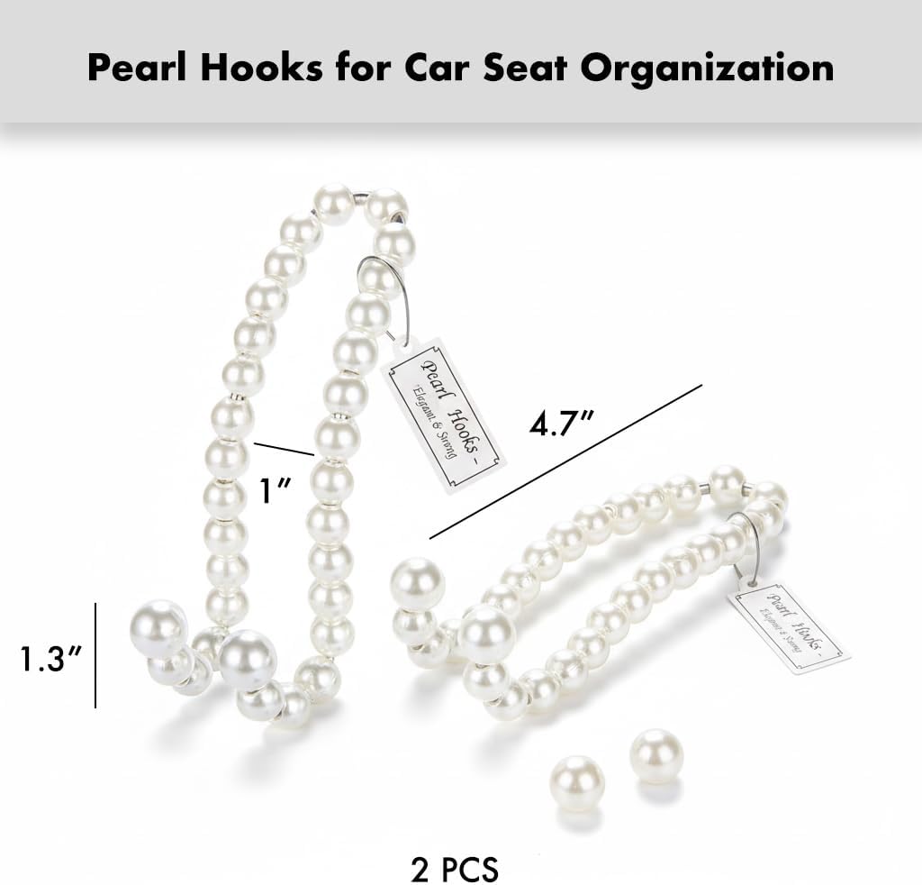 Purse Hook for Car, Pearl Bag Holder for Seat Headrest, 2-Pack