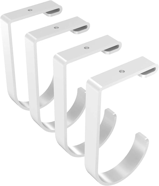 FLEXIMOUNTS 4 Pack Add-On Storage Flat Hooks, White