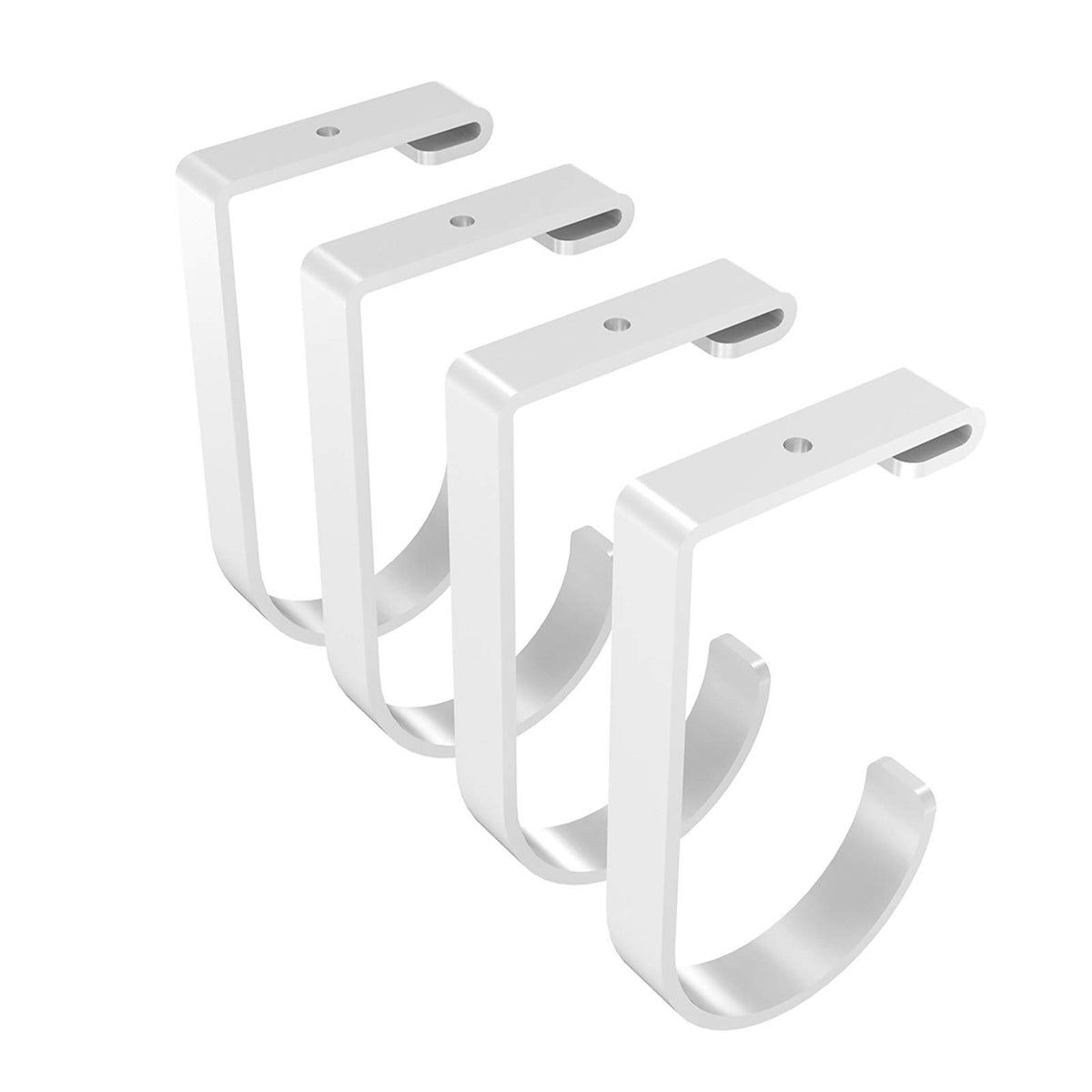FLEXIMOUNTS 4 Pack Add-On Storage Flat Hooks, White