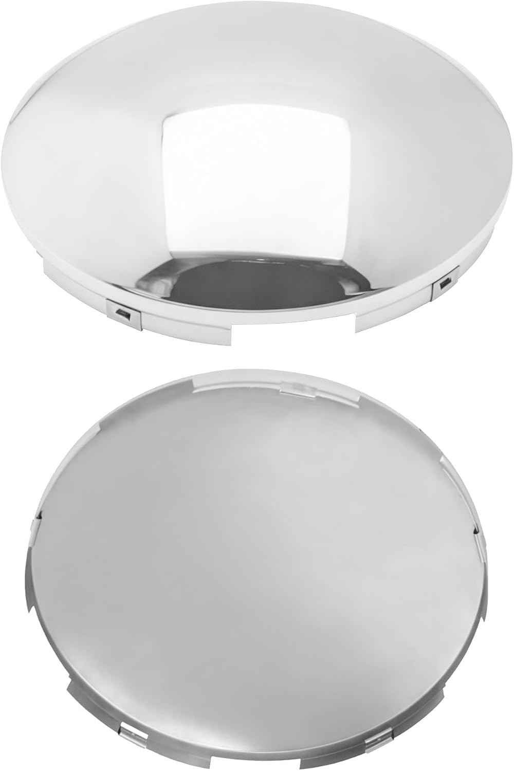 2 PCS Chrome Semi Truck Hub Cap Covers, 5 Even Notched - Fits 8-23/32" Front Wheel Hub Caps, 7/16" Lip with Pre-Installed Clips, Dome Metal Covers Replaces MW1273BK ACX43200