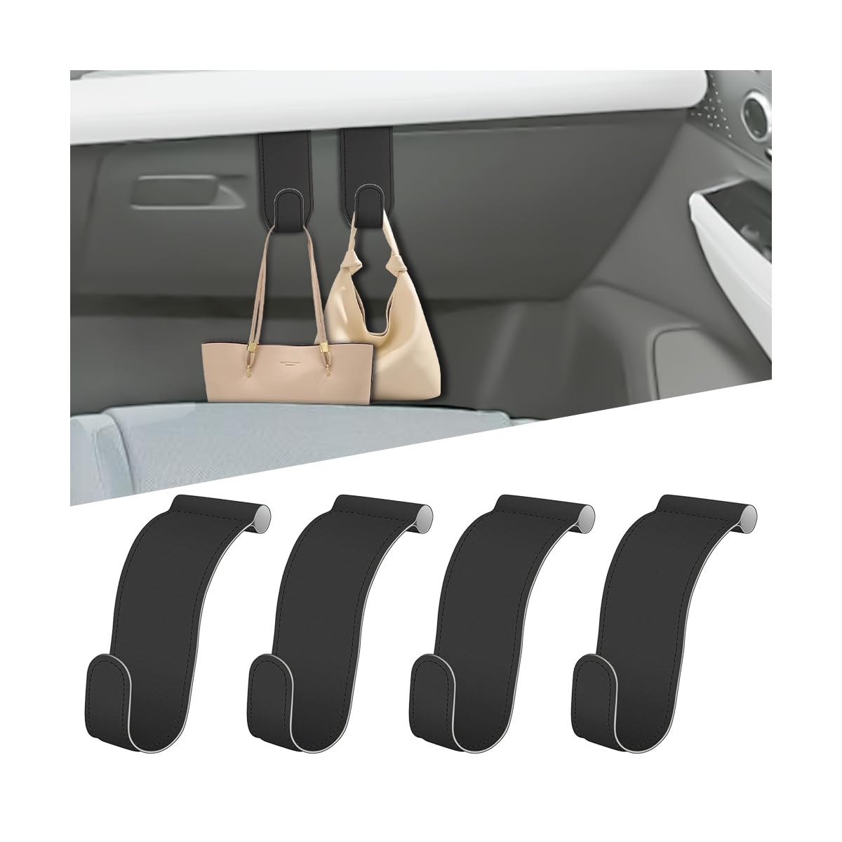 Bittwee 2PCS Car Glove Box Hooks Passenger Storage Hangers Black