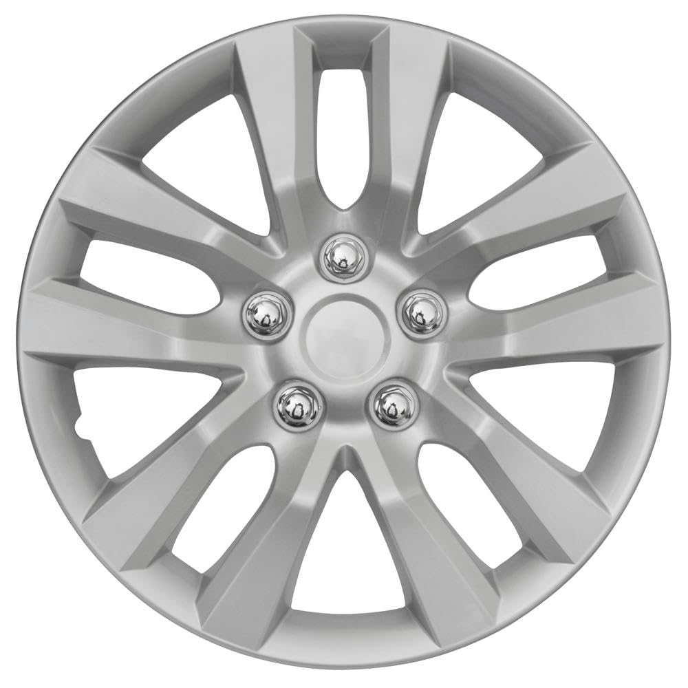 BDK 15 Inch Snap-On Hubcap Wheel Covers (Set of 4), 6-Spoke Original Design