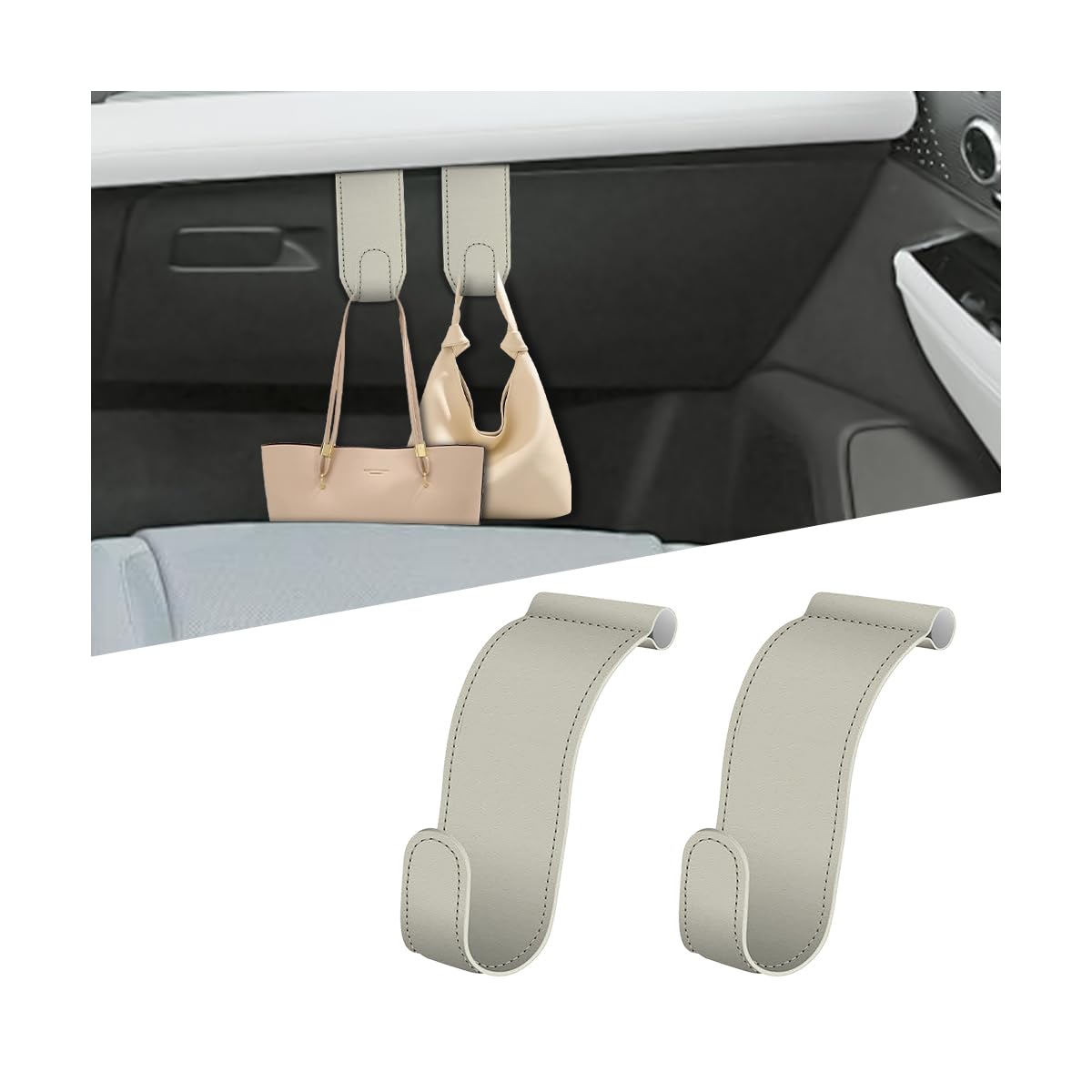 Bittwee 2PCS Car Glove Box Hooks Passenger Storage Hangers Black