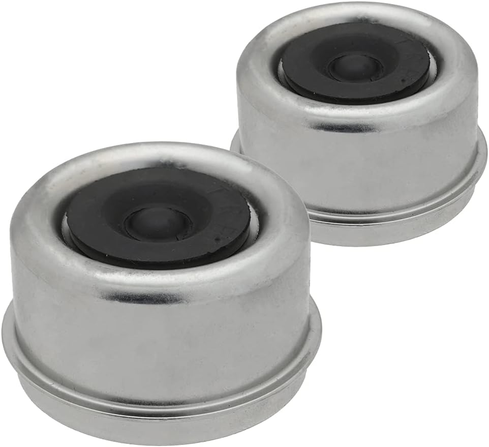 [2-Pack] Dust Cap 2.5" (2.45") - Trailer Axle Wheel Hub and Bearing with Rubber Plug, Replacement E-Z Lube Axle Dust Cover