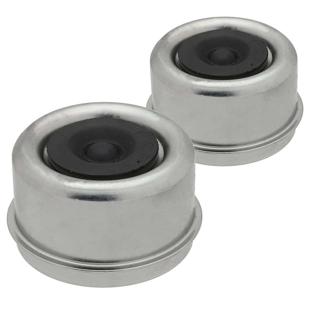 [2-Pack] Dust Cap 2.5" (2.45") - Trailer Axle Wheel Hub and Bearing with Rubber Plug, Replacement E-Z Lube Axle Dust Cover