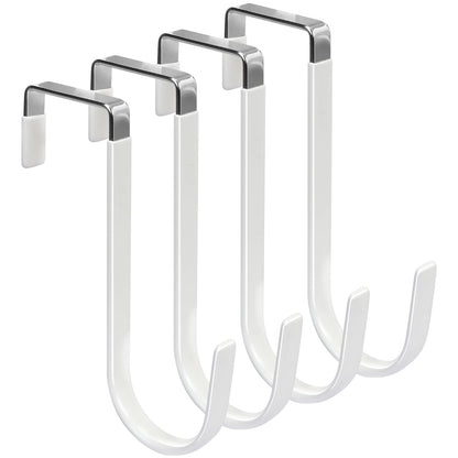 FYY Over the Door Hooks, Single-Hanger 4 Pack, Fits Doors 1 3/8" White