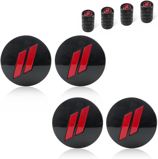 4pcs Wheel Center Cap 63mm/2.5 inches Slash Covers Hub Cap Emblem Badge for Dodge Charger Challenger Durango Hornet Dart R/T SRT Magnum Nitro Journey Caliber Avenger (Black & Red)