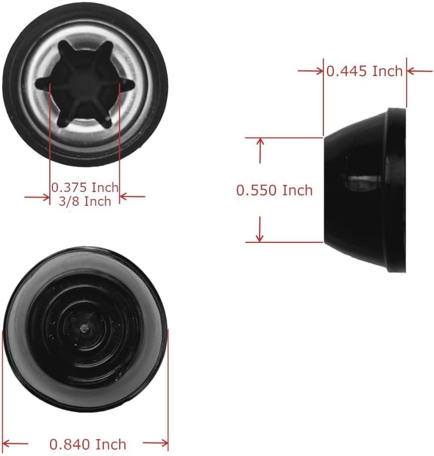 Quadrapoint Hub Caps for Bike/Trike/Scooter – Compatible with Popular Classic Red Ride-On Toy Brand (3/8” Axle Diameter) (Black)