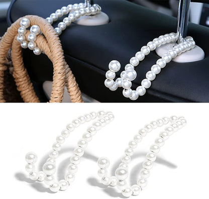 Purse Hook for Car, Pearl Bag Holder for Seat Headrest, 2-Pack