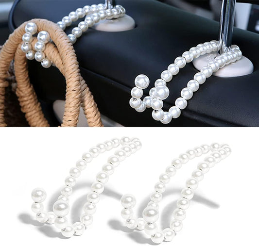 Purse Hook for Car, Pearl Bag Holder for Seat Headrest, 2-Pack
