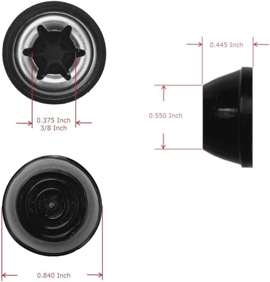 Hub Cap Replacement Compatible with Most Weber Charcoal Kettle Grills Retainer Cover Genesis Kenmore Part 987101 | Fits 3/8-inch Axles (2-Pack, Black)