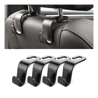 4 Pack Car Seat Headrest Hooks for Vehicle Seats, White
