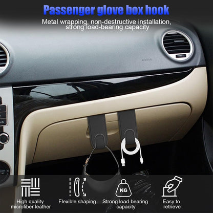 Bittwee 2PCS Car Glove Box Hooks Passenger Storage Hangers Black