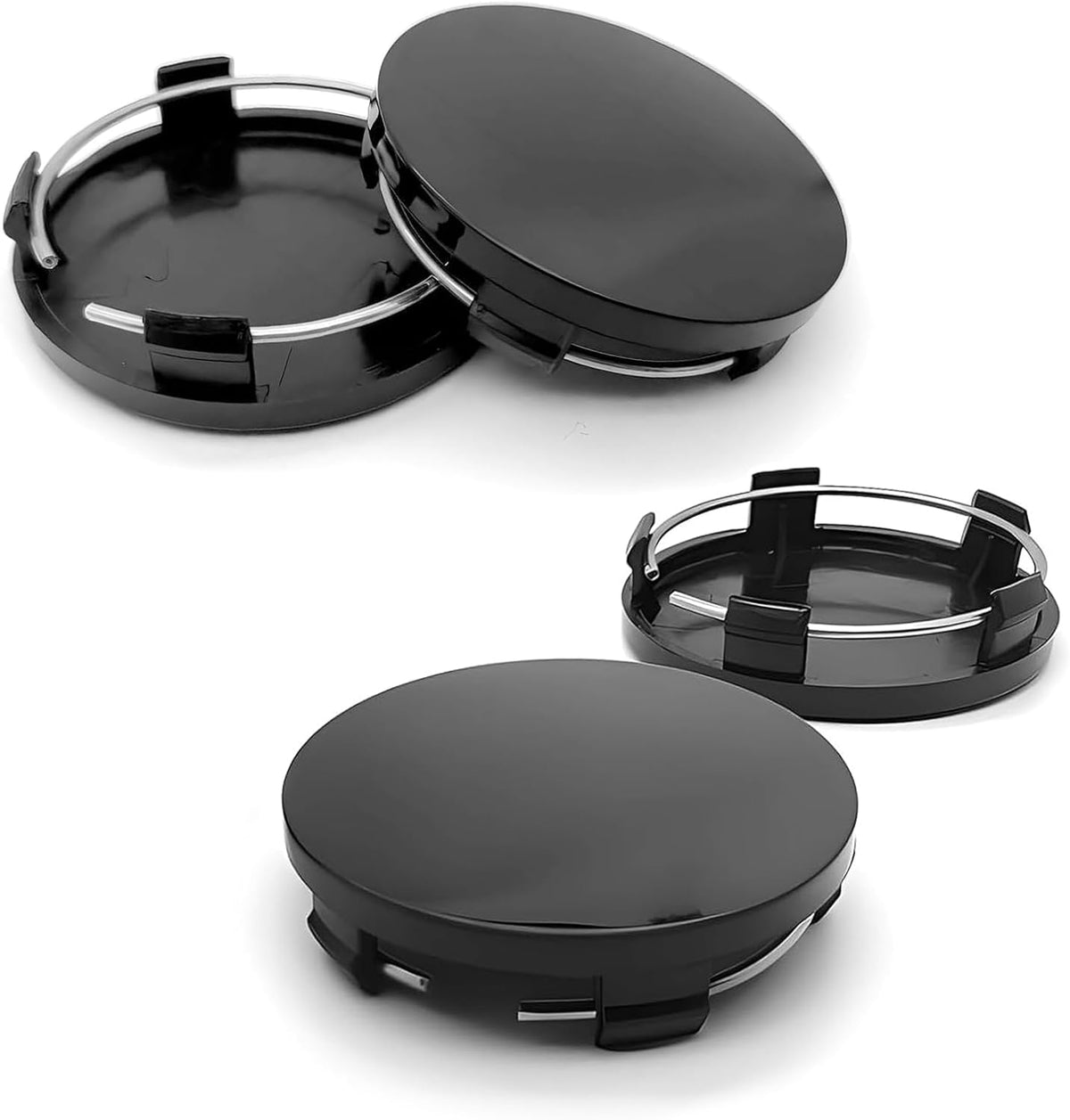 4 PCS Car Wheel Center Caps, 2" x 1.9" x 0.6" Snap-in Wheel Center Hub Cover, Vehicle Rim Hub Cap Replacement Accessories (Black)