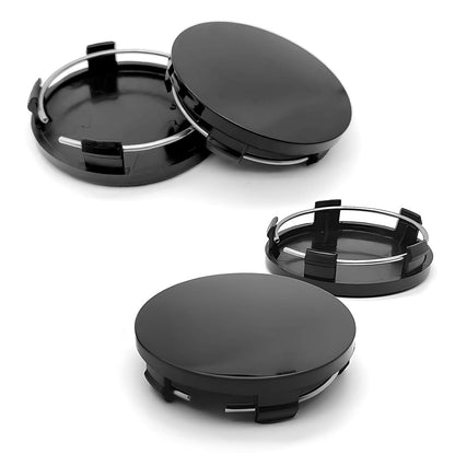 4 PCS Car Wheel Center Caps, 2" x 1.9" x 0.6" Snap-in Wheel Center Hub Cover, Vehicle Rim Hub Cap Replacement Accessories (Black)