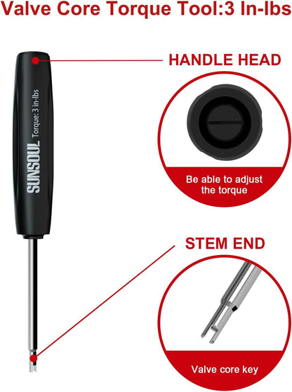 SUNSOUL 102PCS Schrader Tire Valve Cores with 4-Way Valve Core Removal Tool