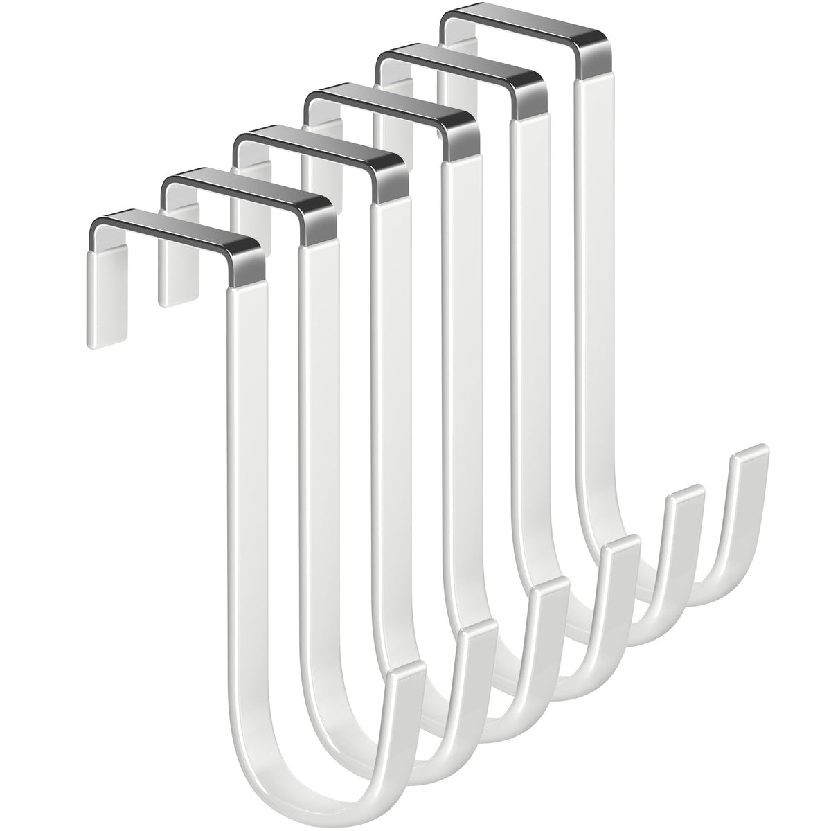 Mars-Rock Single Over Door Steel Hooks 4 Pack Fit 1-3/8" Door 5.5" White