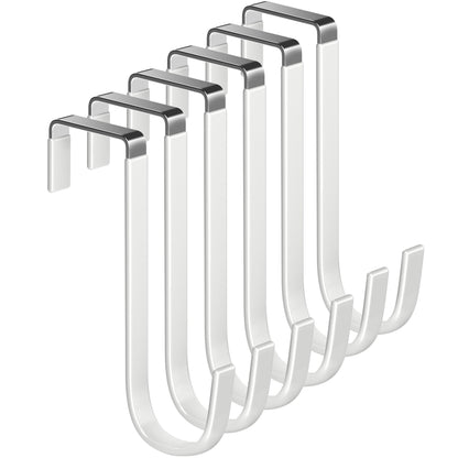 Mars-Rock Single Over Door Steel Hooks 4 Pack Fit 1-3/8" Door 5.5" White
