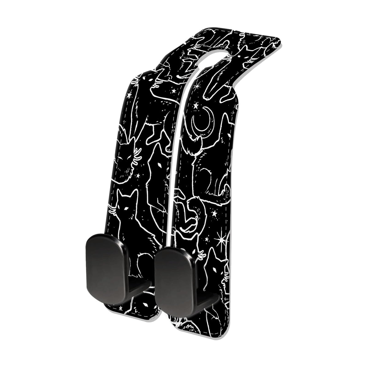 Car Seat Headrest Hook, Universal Leather Cute Hanger Holder Hook, Storage Organizer Interior Accessories for Purse Bags Handbag Black White Soccer