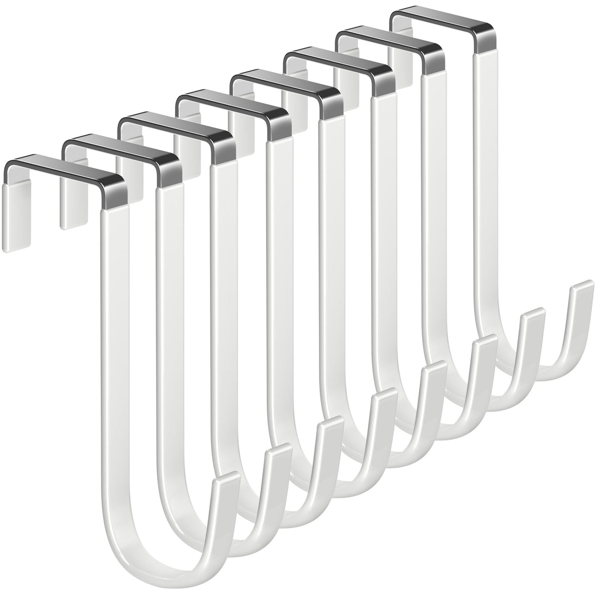 Mars-Rock Single Over Door Steel Hooks 4 Pack Fit 1-3/8" Door 5.5" White
