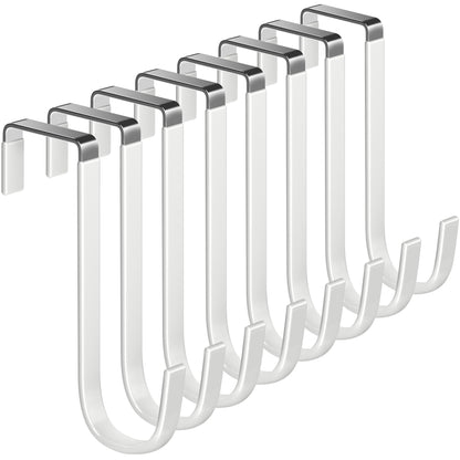 Mars-Rock Single Over Door Steel Hooks 4 Pack Fit 1-3/8" Door 5.5" White