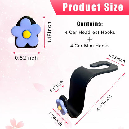 Augeny 8 PCS Car Seat Headrest Hook, Auto Seat Hook Hanger Storage Organizer, Adhesive Hooks for Purse Coat Umbrella Grocery Bag, Universal Interior Accessories for All Vehicles (Blue)