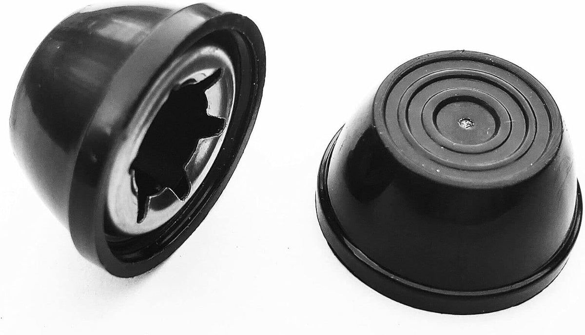 Quadrapoint Hub Caps for Bike/Trike/Scooter – Compatible with Popular Classic Red Ride-On Toy Brand (3/8” Axle Diameter) (Black)