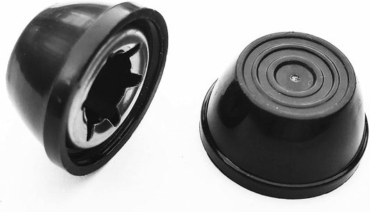 Quadrapoint Hub Caps for Bike/Trike/Scooter – Compatible with Popular Classic Red Ride-On Toy Brand (3/8” Axle Diameter) (Black)
