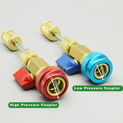31Pcs R134A Valve Core Remover Installer Tool Kit, High Low Pressure Valve Core Quick Removal Tool Comes with AC Service Port Cap R134A Valve Core Valve Stem for Refrigerant Air Conditioner System