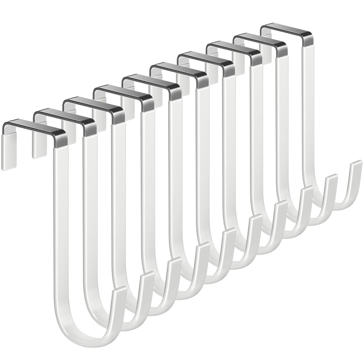 Mars-Rock Single Over Door Steel Hooks 4 Pack Fit 1-3/8" Door 5.5" White