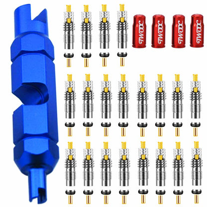 20 Pieces Presta Valve Core 4 Pieces Alloy Presta Valve Caps with Valve Core Remover Tool