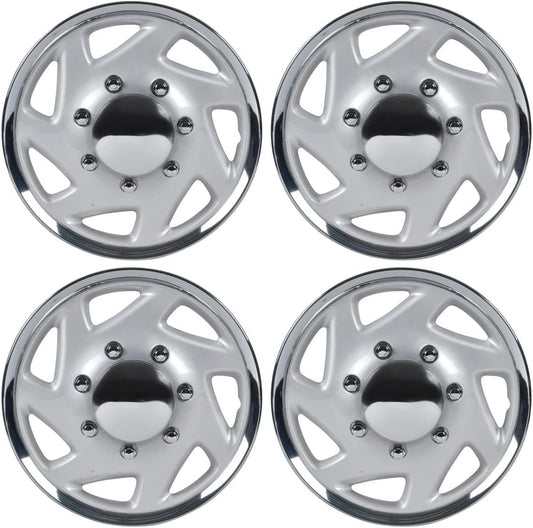 BDK 4-Pack Premium 16" Wheel Rim Cover Hubcaps OEM Style Replacement for Ford E150 E250 E350 Econoline F-150 F-250 F-35 F-250 F-350, Snap On Car Truck SUV Hub Cap - 16 Inch Set