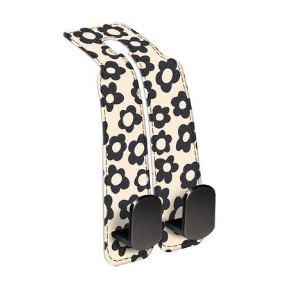 Car Seat Back Storage Headrest Hook, 1 Pack Premium Leather Double Metal Hook, Hanger Storage Organizer for Purse Cloth Bag, Car Interior Accessories Luxury Brown Leopard