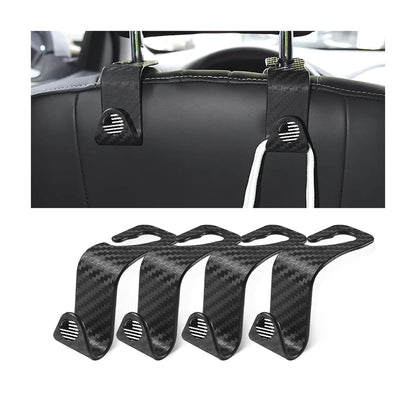 4 Pack Headrest Hooks for Vehicle Seats, Black/Black Flag