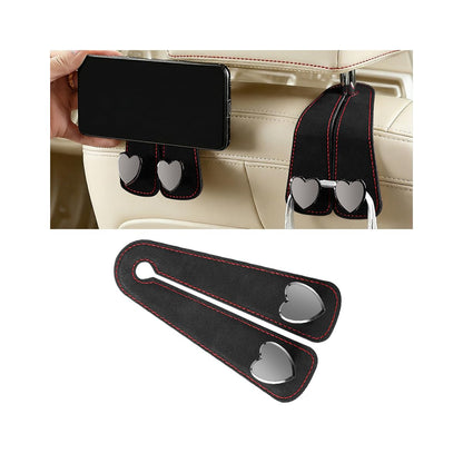 BESULEN Car Seat Headrest Hook, 2PCS Vehicle Seat Back Hanger Organizer for Handbag Purse Coat, Automotive Interior Headrest Double Storage Hook, Universal Fit (Black)