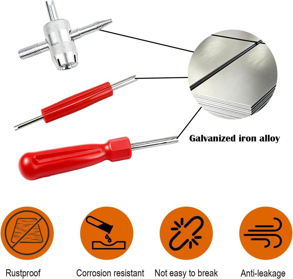 Valve Stem Removal Tool, 20 PCS Valve Cores, 20 PCS Tire Valves Caps, 1 PCS 4-Way Valves Tool, Valve Core Remover Tool with Storage Box Universal for Cars/Motocycle/Bike
